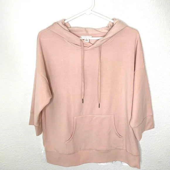 Caslon Blush Pink 3/4 Sleeve Sweatshirt Hoodie Womens size Medium - Picture 4 of 6